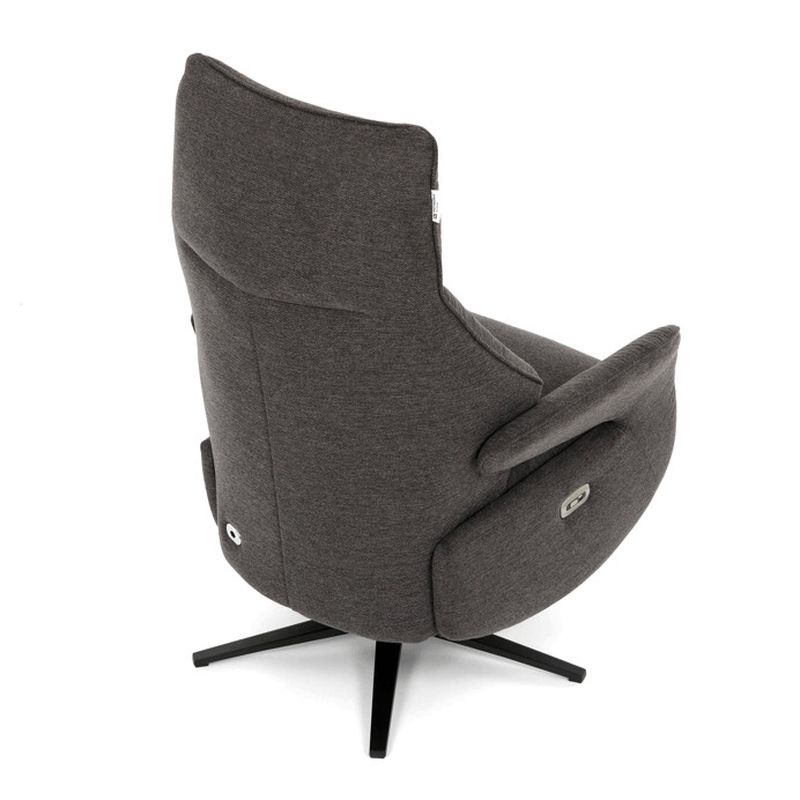 Luxusné elektrické relaxačné kreslo, hnedá látka, s otočnou funkciou