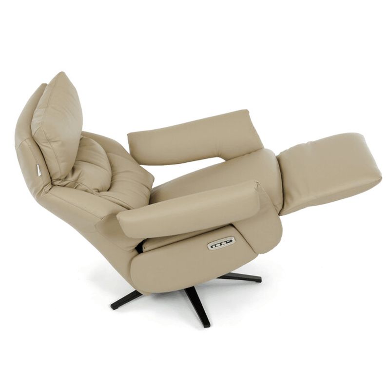 Luxusné krémové kožené relaxačné kreslo s elektrickým polohovaním
