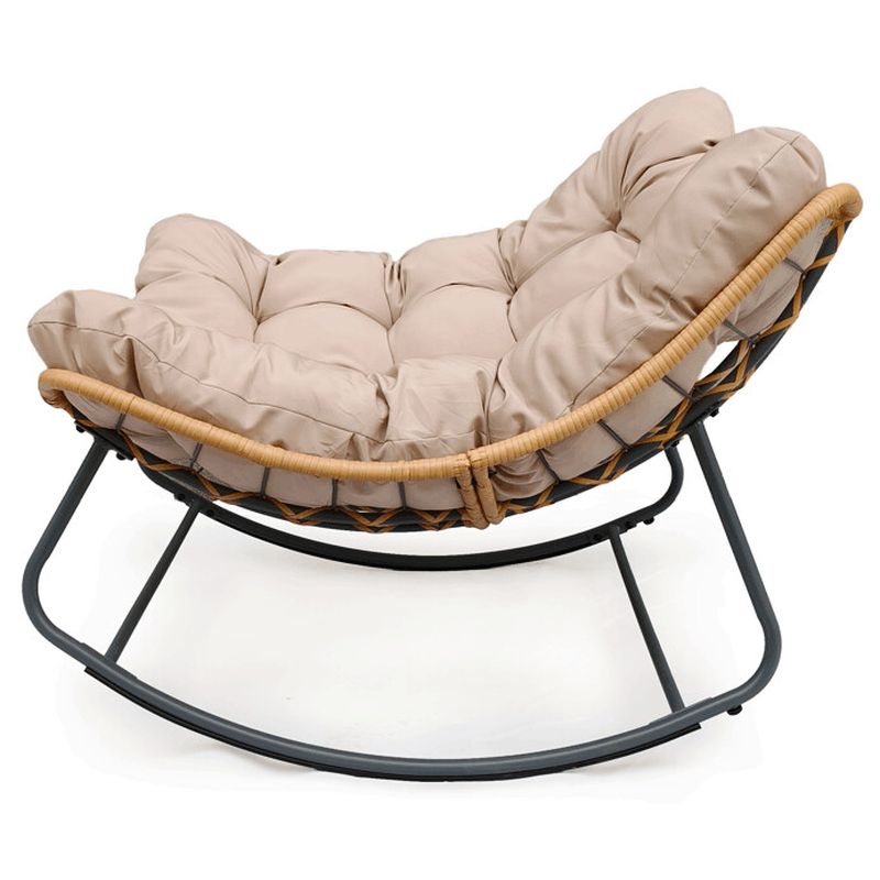 Záhradné hojdacie kreslo krémové z kovu a polyratanu