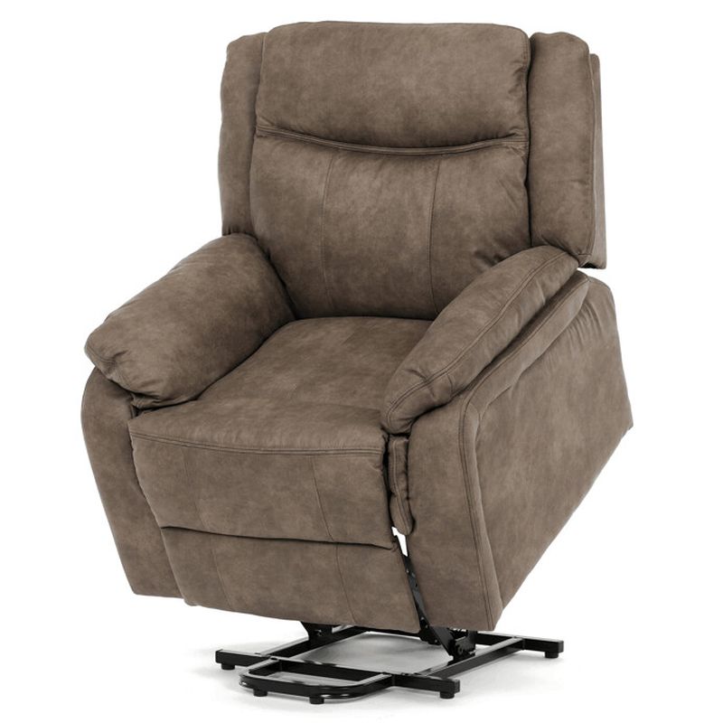 Elektrické polohovacie kreslo, výklopné, hnedá vintage látka