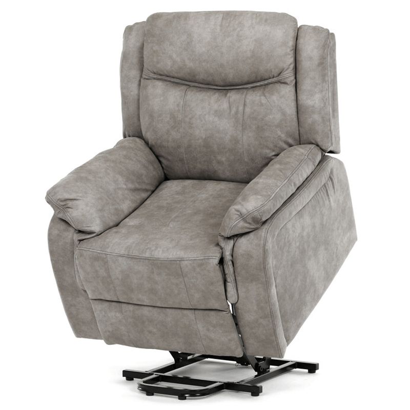 Elektrické polohovacie kreslo, výklopné, sivá vintage látka