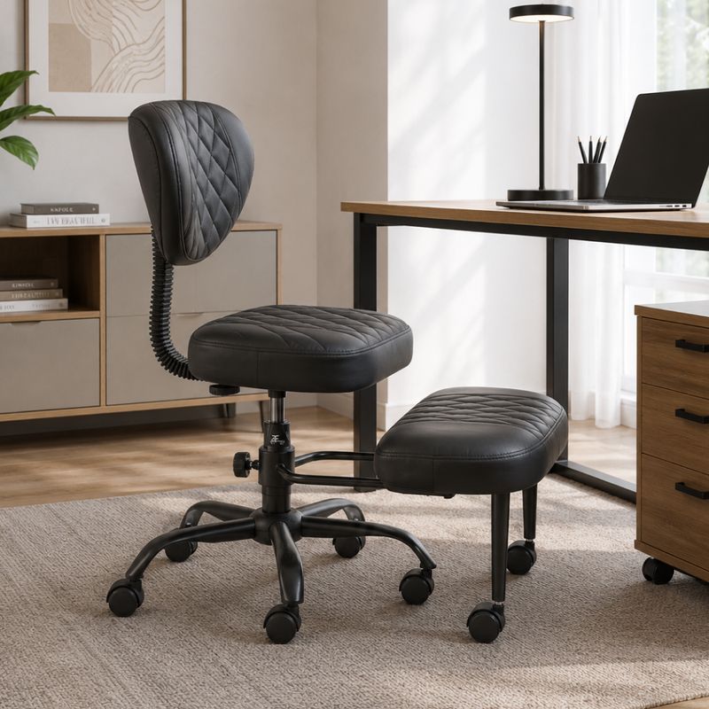 Ergonomická kľakačka, čierna ekokoža, čierny kov