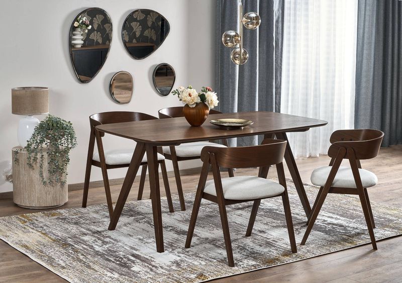 Moderný jedálenský stôl, 160 cm, orech, s masívnymi drevenými nohami