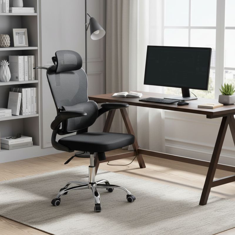 Ergonomické kancelárske kreslo v čiernej sieťovine, podstava chróm