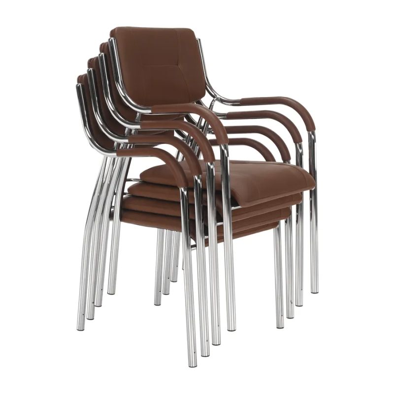 Stohovateľná stolička, hnedá ekokoža