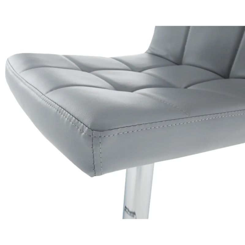 Barová stolička s opierkou sivá ekokoža/chróm