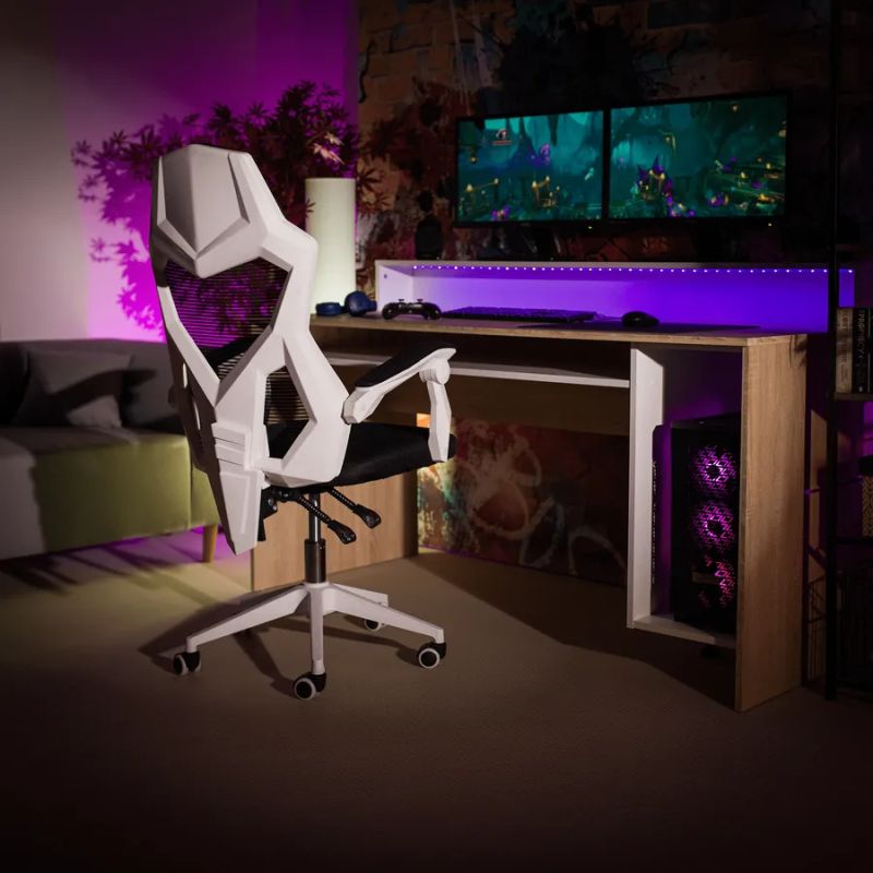 Moderné kancelárske/herné kreslo, čierna/biela