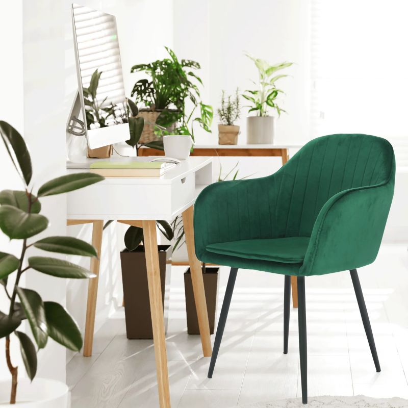 Dekoratívne prešívané dizajnové kreslo, smaragdová Velvet látka