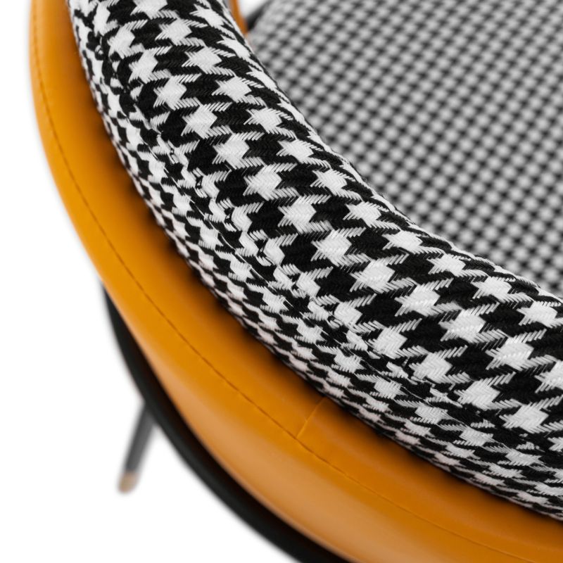 Exkluzívna jedálenská stolička, čiernobiela látka a camel ekokoža