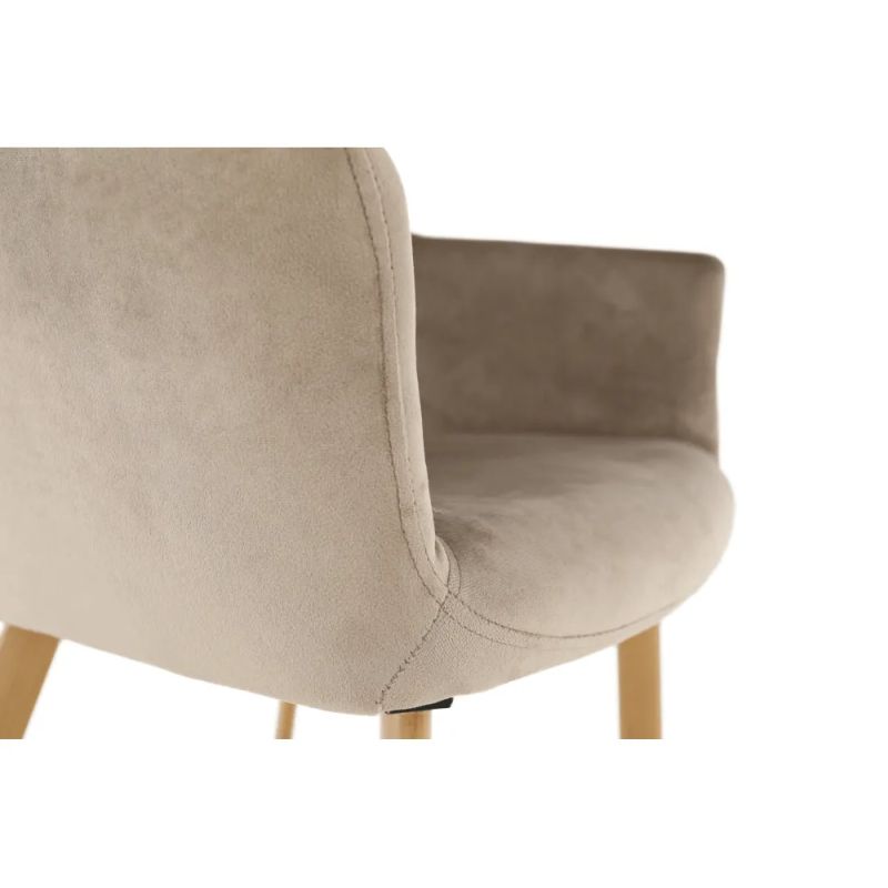 Kreslo do kuchyne a jedálne vo farbe Taupe sivohnedá s nohami vo farbe buk