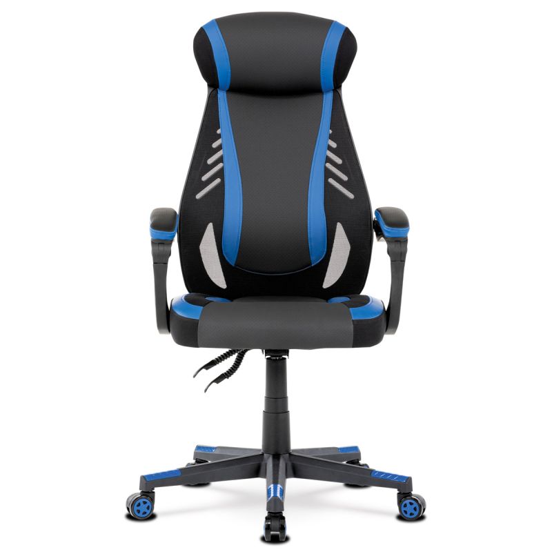 Luxusné herné a kancelárske kreslo čierne s modrými doplnkami