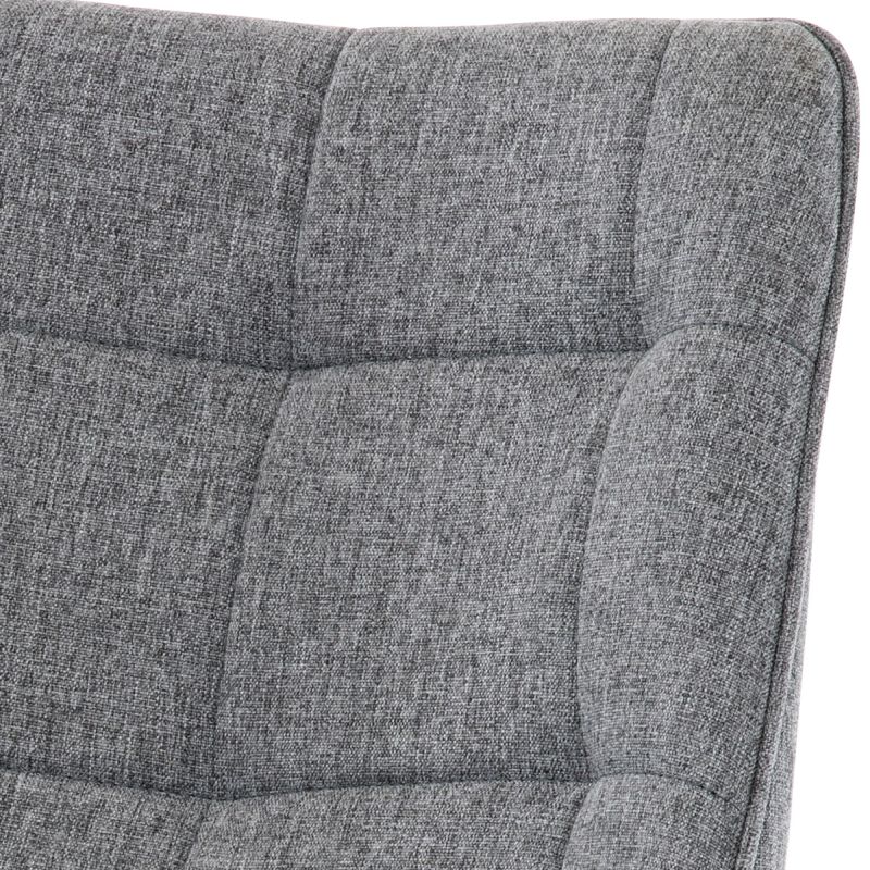 Jedálenská stolička, poťah šedá látka, kovové nohy, 3D dekor dub