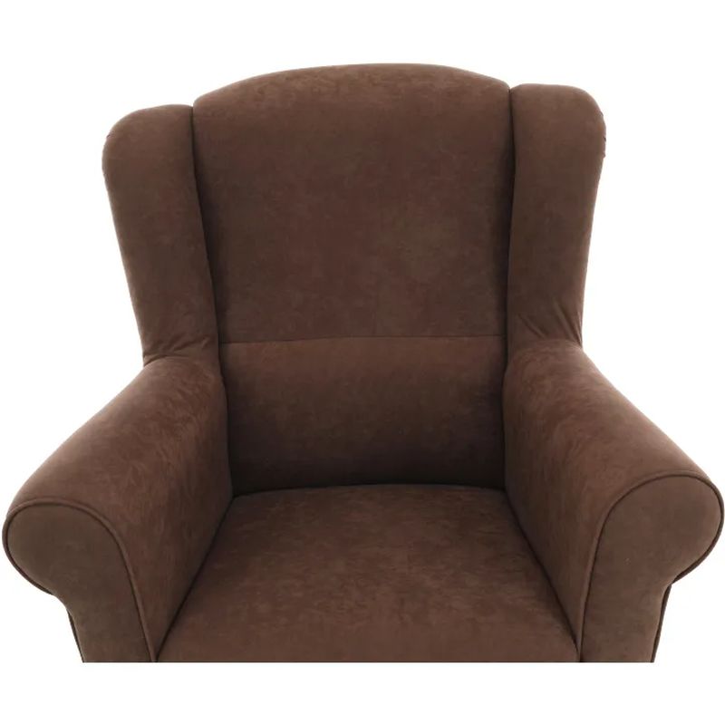 Kreslo ušiak s taburetom, hnedé