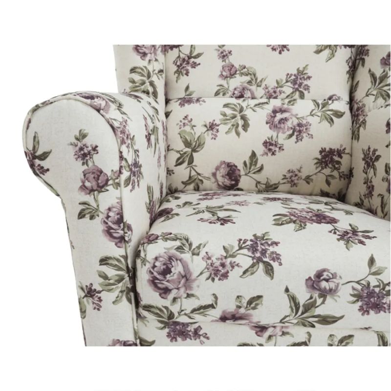 Kreslo ušiak s taburetom, látka rose 18