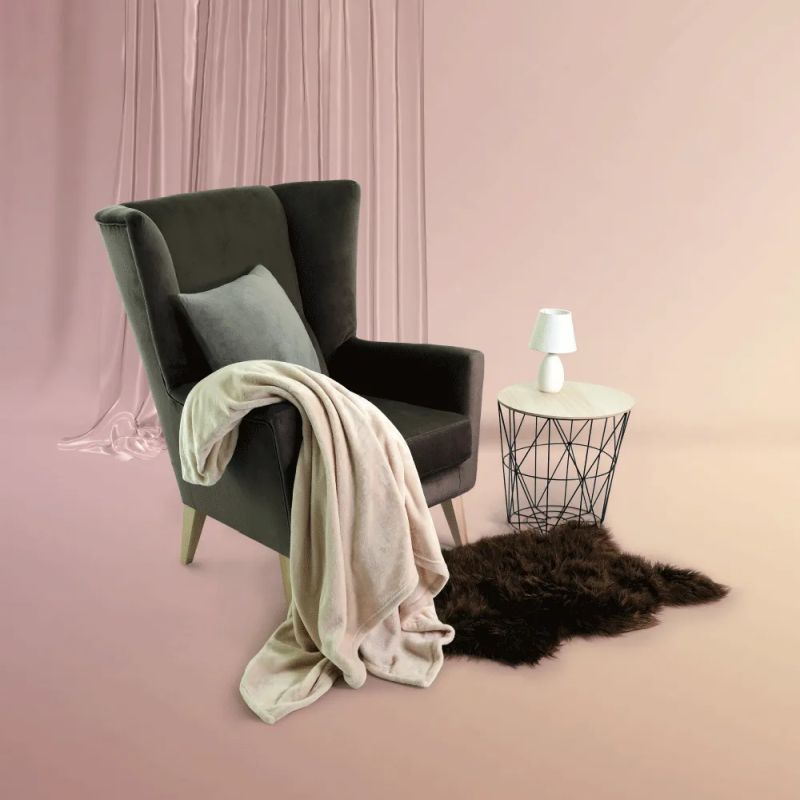 Kreslo-ušiak s vysokým operadlom, taupe-sivohnedé