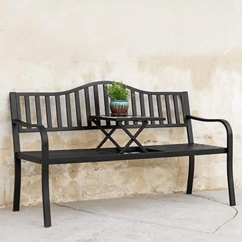 Záhradná lavička so stolíkom, čierna