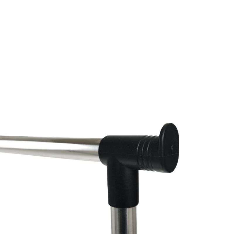 Pojazdný vešiak, nerezový, kov+čierny plast