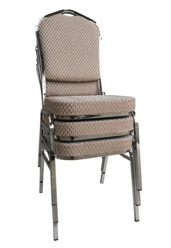 Zasadacia stohovateľná stolička, béžová vzor-chróm