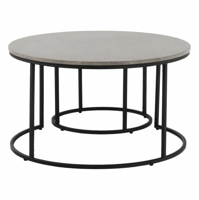 Set dvoch okrúhlych konferenčných stolíkov, betón-čierna