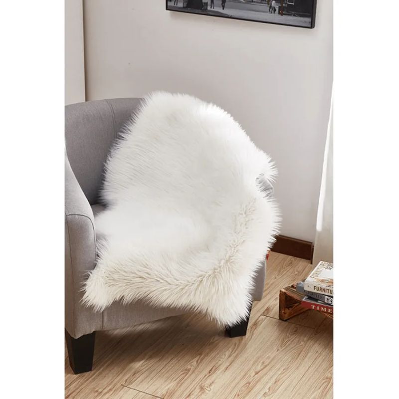 Koberec, TYP 1, umelá kožušina, biela, 60x90