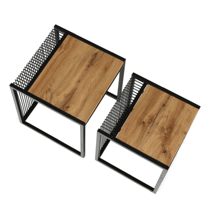 Set dvoch konferenčných stolíkov, dub-čierny