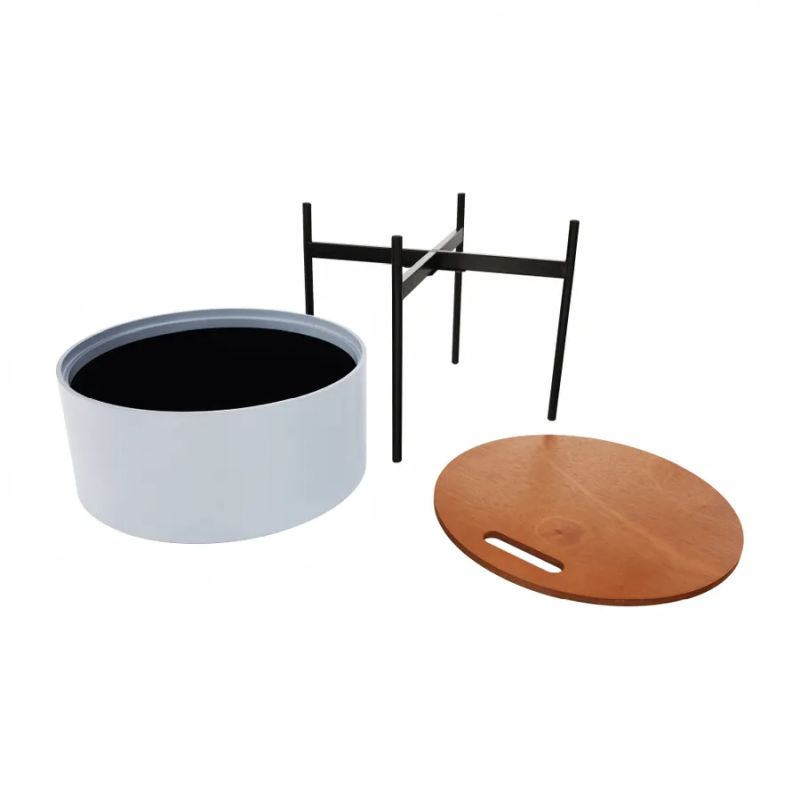 Príručný stolík s úložným priestorom, sivá/prírodná/čierna