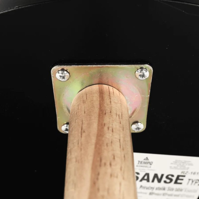 Okrúhly príručný stolík z MDF, čierna/prírodná