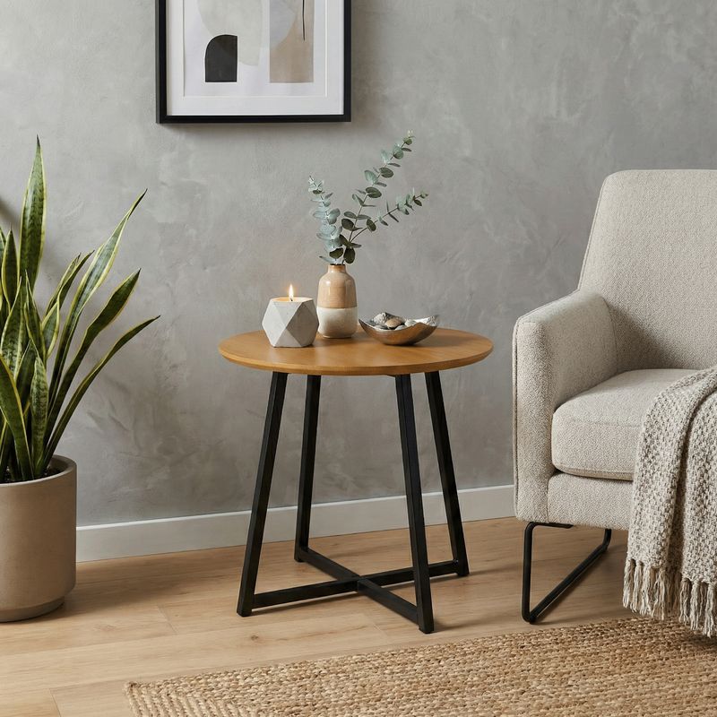 Príručný stolík v praktickom okrúhlom dizajne, dub/čierna