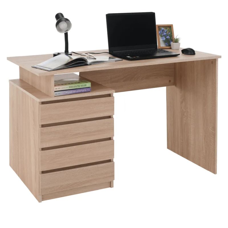 Štýlový počítačový stôl vo farbe dub sonoma