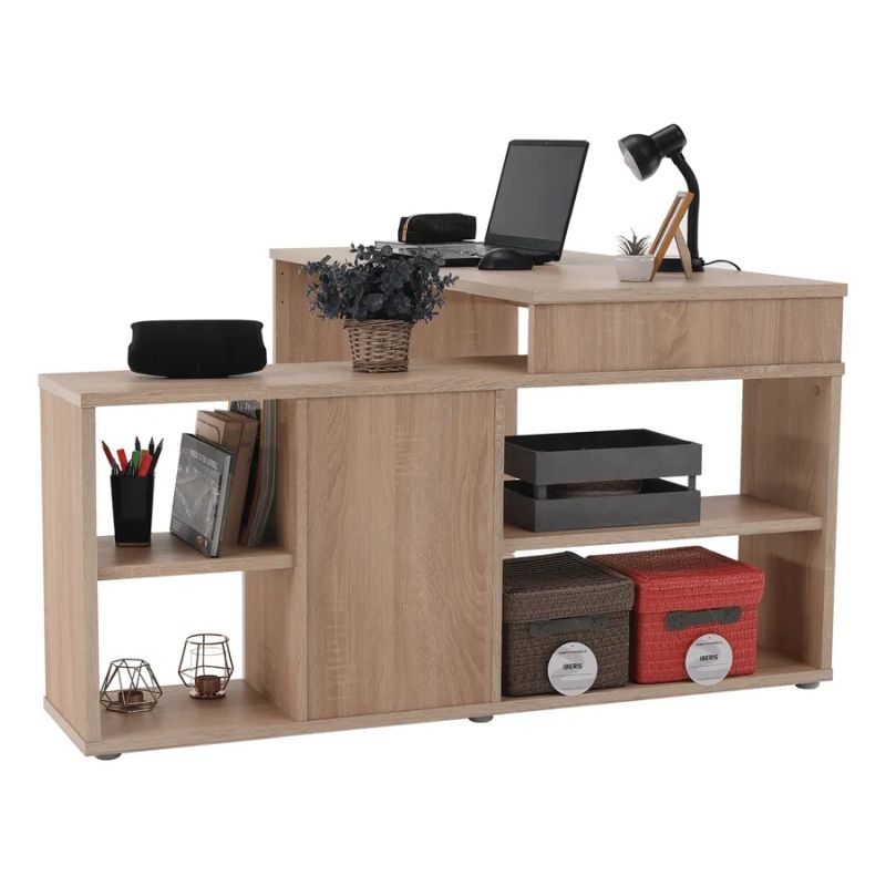 Praktický rohový písací stôl univerzálny, dub sonoma-biela