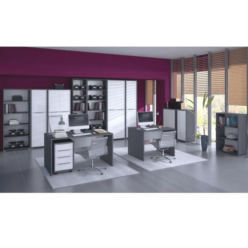 Moderný PC stôl z kvalitnej DTD, grafit/biela, 140cm