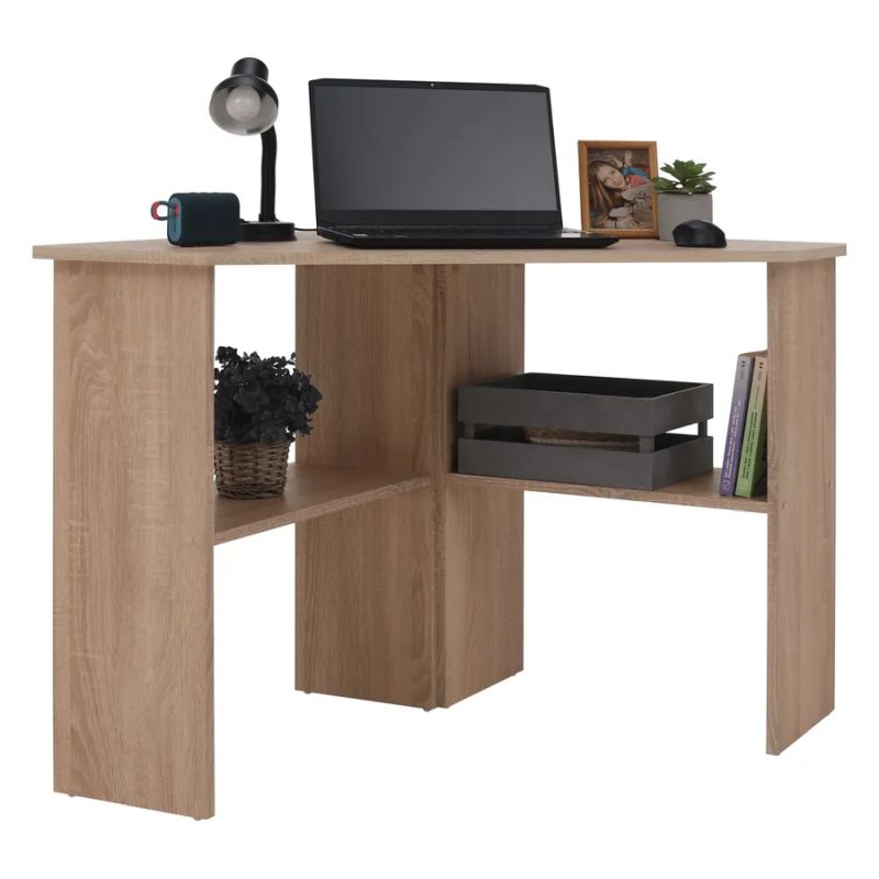 Jednoduchý rohový PC stôl, dub sonoma
