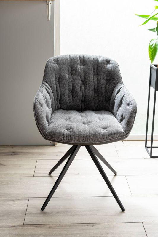 Stolička s lakťovými opierkami do jedálne, čierny mat/sivá