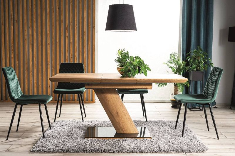 Stôl rozkladací s jedinečným dizajnom 120-160, dub/čierny lak