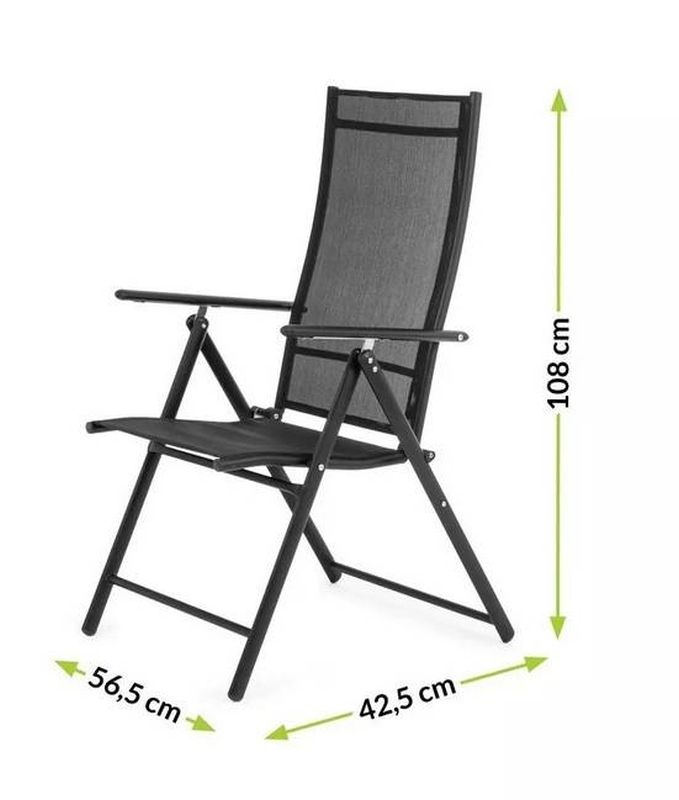 Záhradné polohovacie a skladacie kreslo čierne