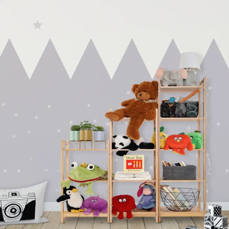 Viacúčelový 5-poličkový regál, prírodný bambus