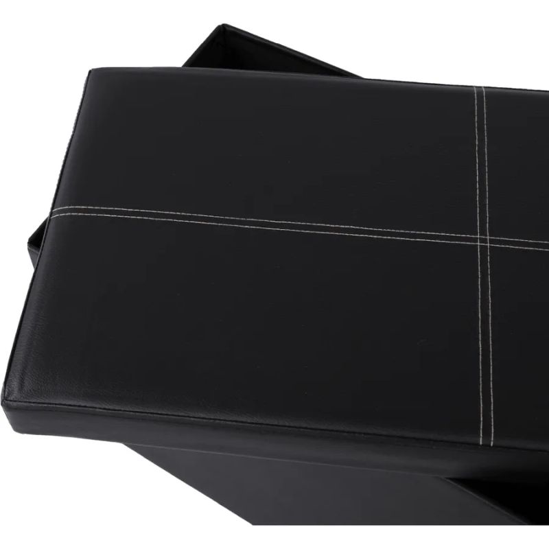 Nadčasový skladací taburet, čierna ekokoža