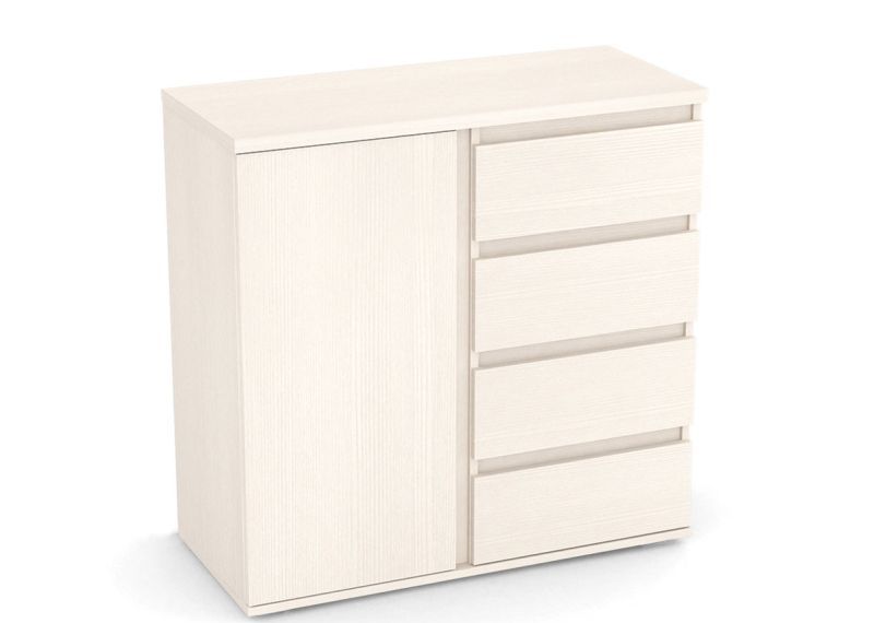 Komoda 4x zásuvka, 1x dvierka - viac farebných prevedení