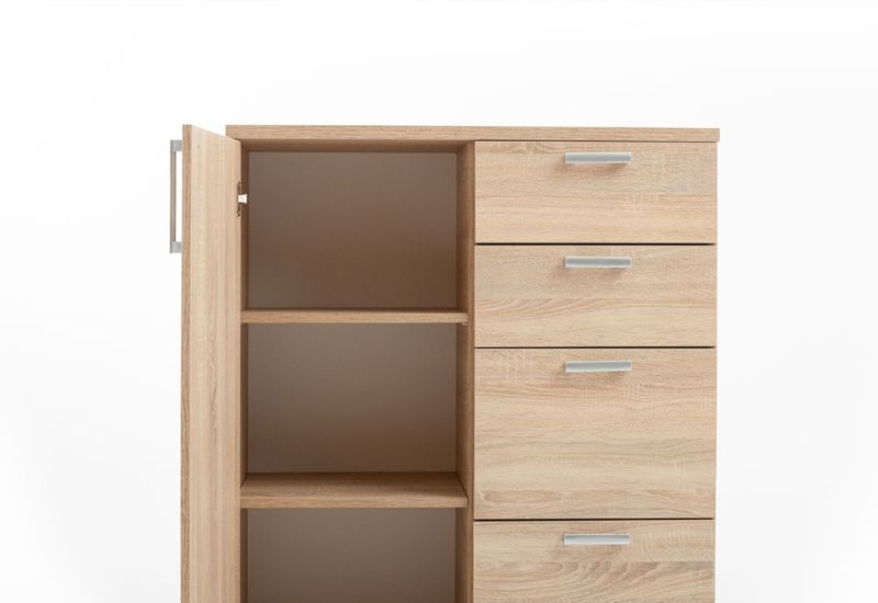 Štýlová komoda, 1x dvierka, 4x zásuvka - viac farebných prevedení