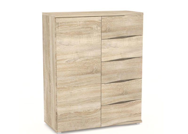 Luxusná komoda, 5x zásuvka a 1x dvierka - viac farebných prevedení