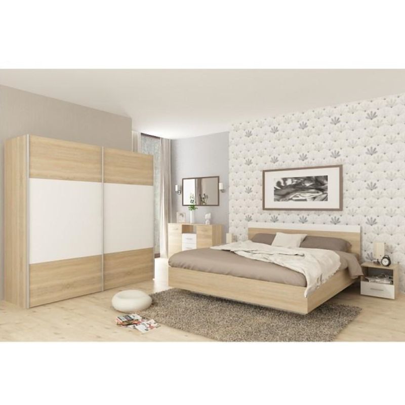 Moderná posteľ 180 vo farebnom prevedení dub sonoma a biela