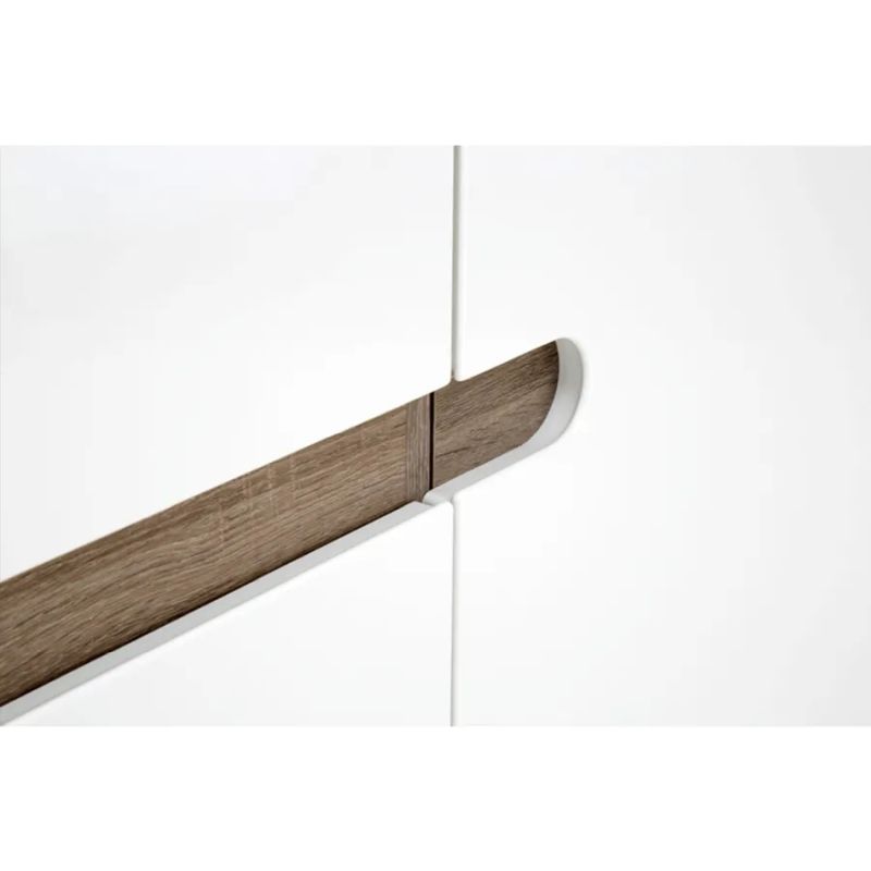 Komoda 3-dverová s dvomi zásuvkami, dub sonoma tmavý -biela vysoký lesk