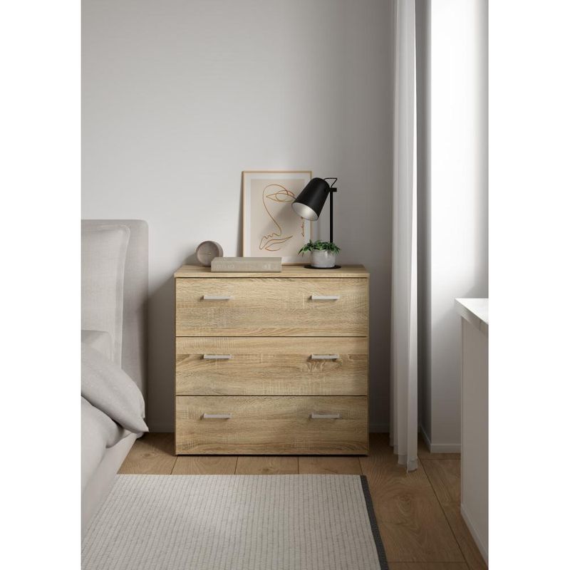 Dub sonoma trojzásuvková komoda