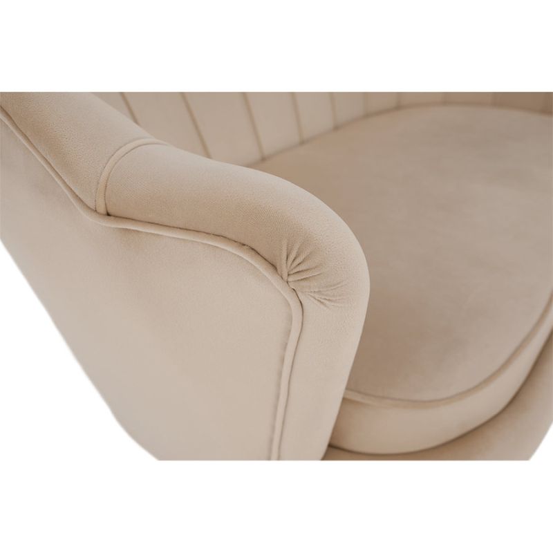 Lavica v štýle Art-deco, béžová Velvet látka-gold chróm-zlatý