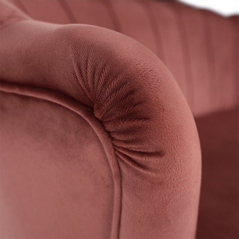 Lavica v štýle Art-deco, ružová Velvet látka-gold chróm-zlatý