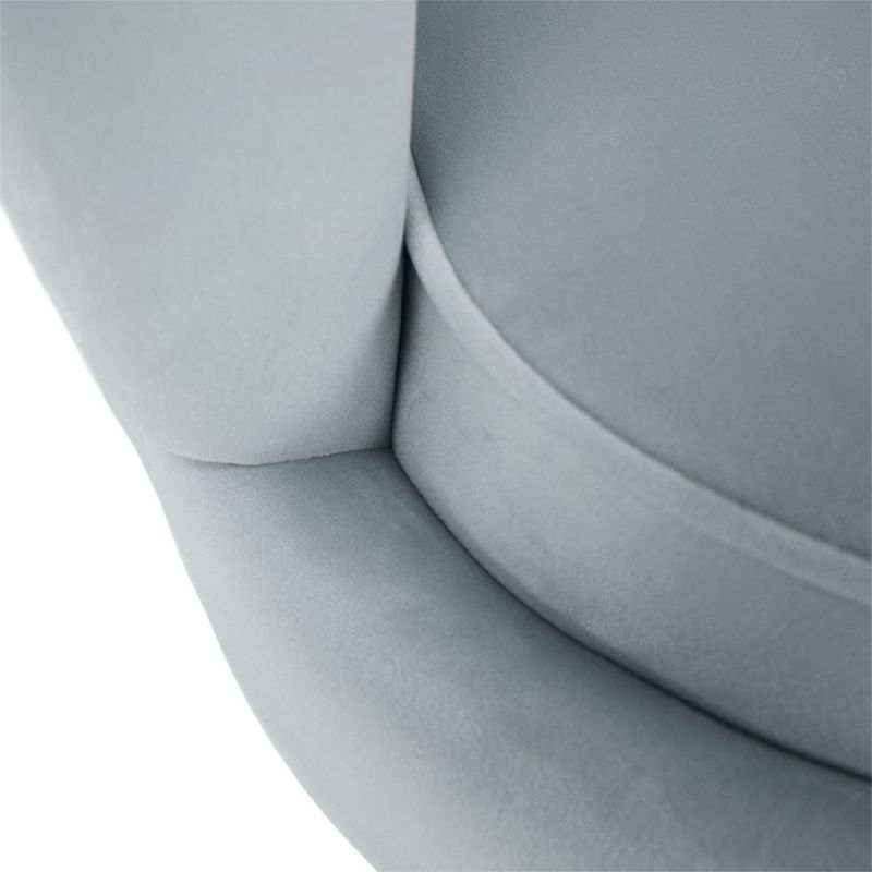 Lavica v štýle Art-deco, sivomodrá Velvet látka-gold chróm-zlatý