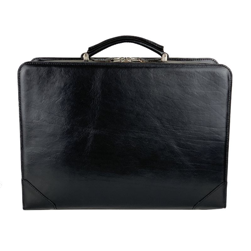 Pracovný kožený kufor v čiernej farbe