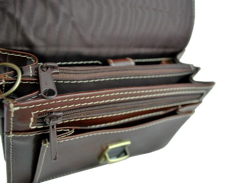 Kožená etua, viacúčelové púzdro v tmavo hnedej farbe