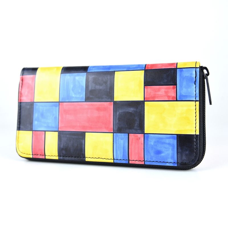 Ručne maľovaná kožená peňaženka s motívom Mozaika