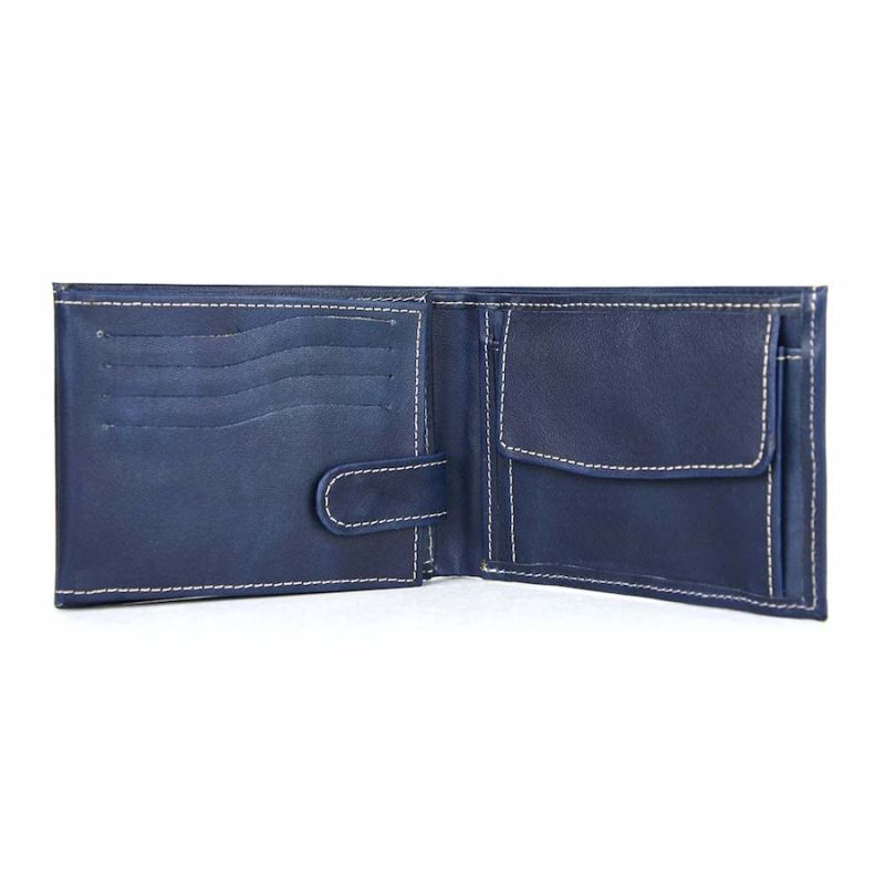 Kožená peňaženka 8552 v modrej farbe, ručne tieňovaná